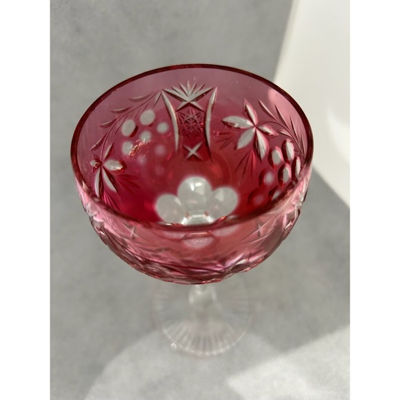 Beyer Crystal BEZ1 Cranberry Wine Hock EXCELLENT+ Grape Cut - Picture 5 of 7